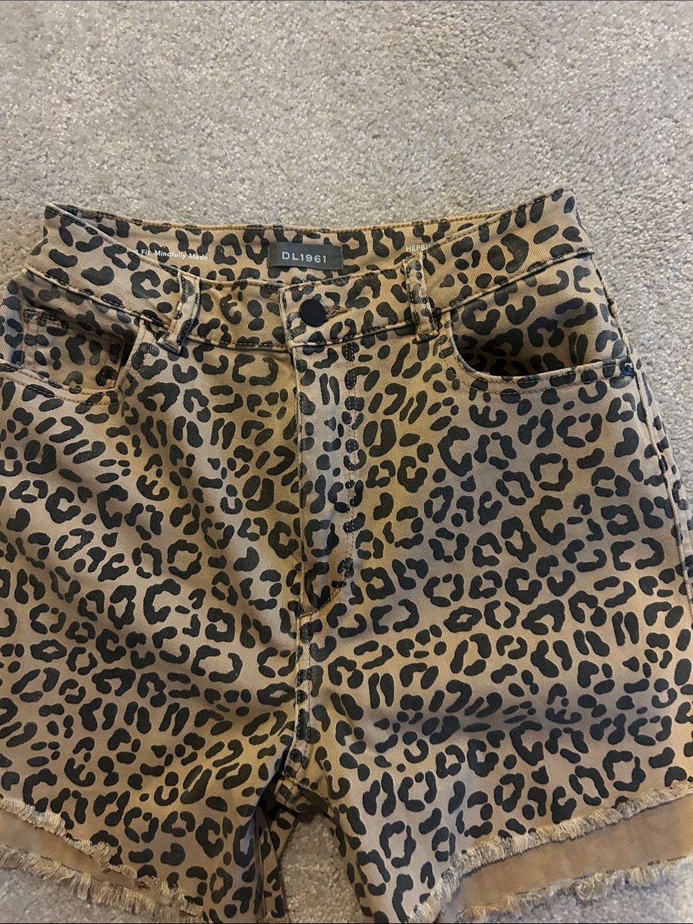 DL1961 Leopard Print Denim Shorts - Tan & Black